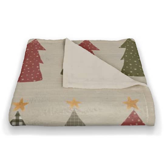 Cream Tree Pattern Coral Fleece Blanket